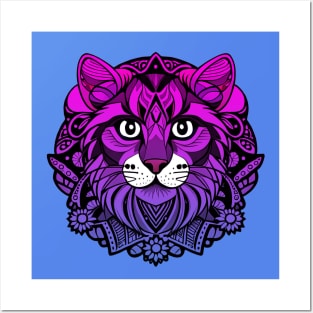 Cyberpunk Cats Mandala T-Shirt Posters and Art